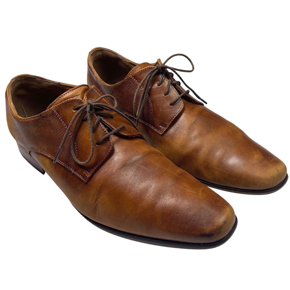 Florsheim Mens Kierland Brown Leather Oxford Dress Shoes Lace Up Size 12D‎ Toned
